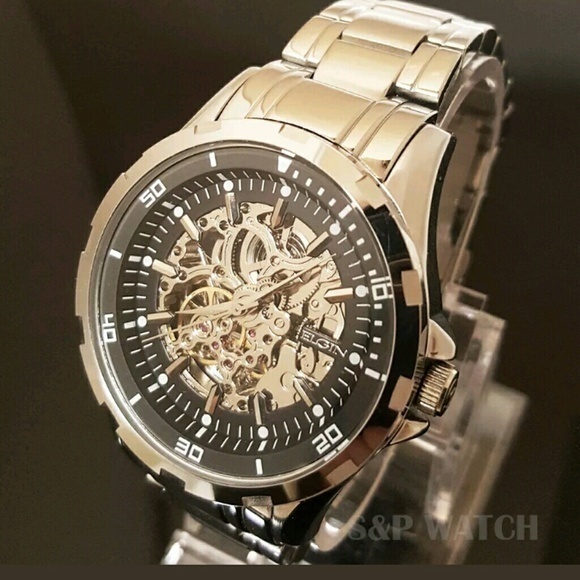 STAINLESS STEEL AUTOMATIC ELGIN WATCH - Picture 1 of 2